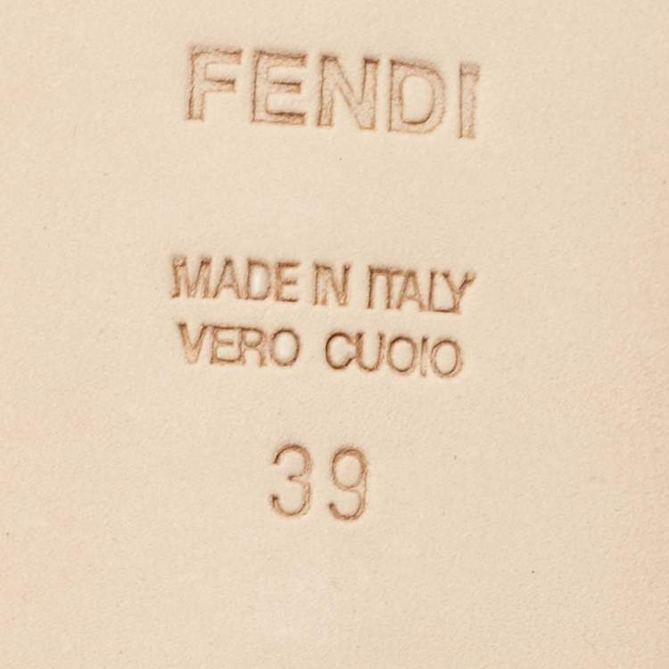 Pre Owned Fendi Tabacco Zucca Canvas and Leather Logo-Disk Flat Slide Size 39