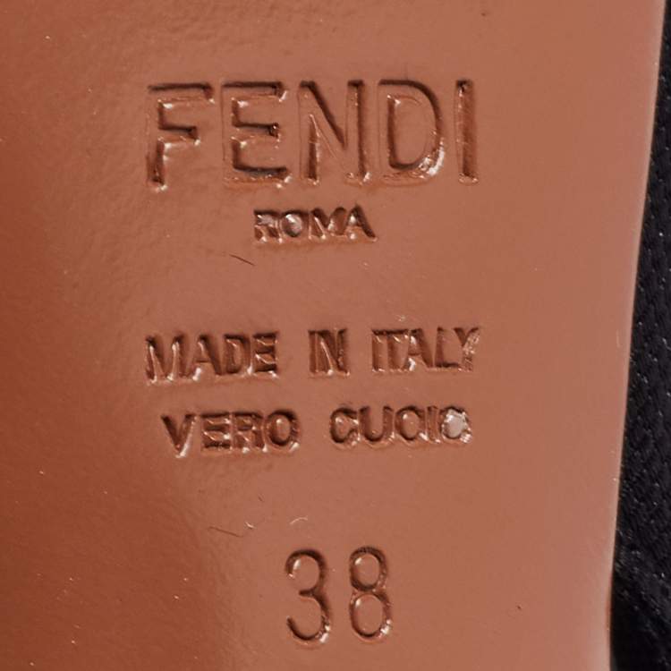 Pre Owned Fendi Brown/Black Zucca Mesh and Leather Colibri Pumps Size 38