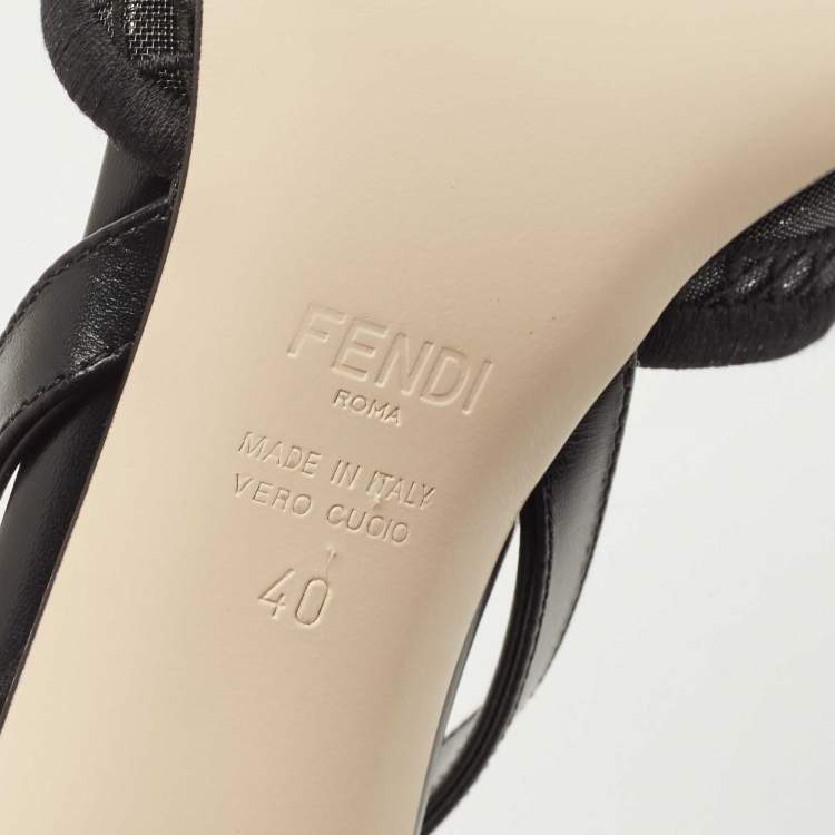 مملوكة مسبقًا Fendi Black Lace and Leather Colibri Lite Slingback Pumps Size 40