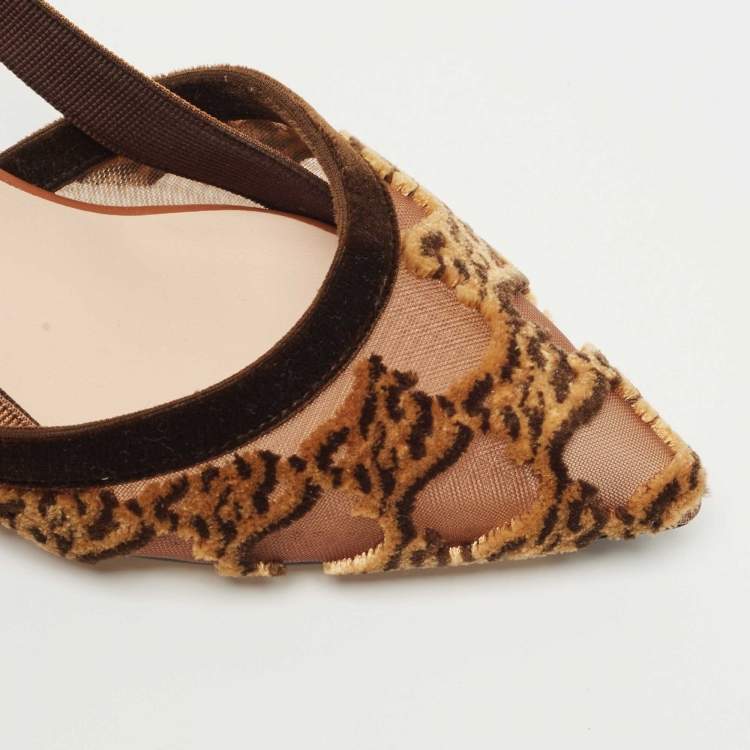 Pre Owned Fendi Brown Velvet and Mesh Colibri Pumps Size 36