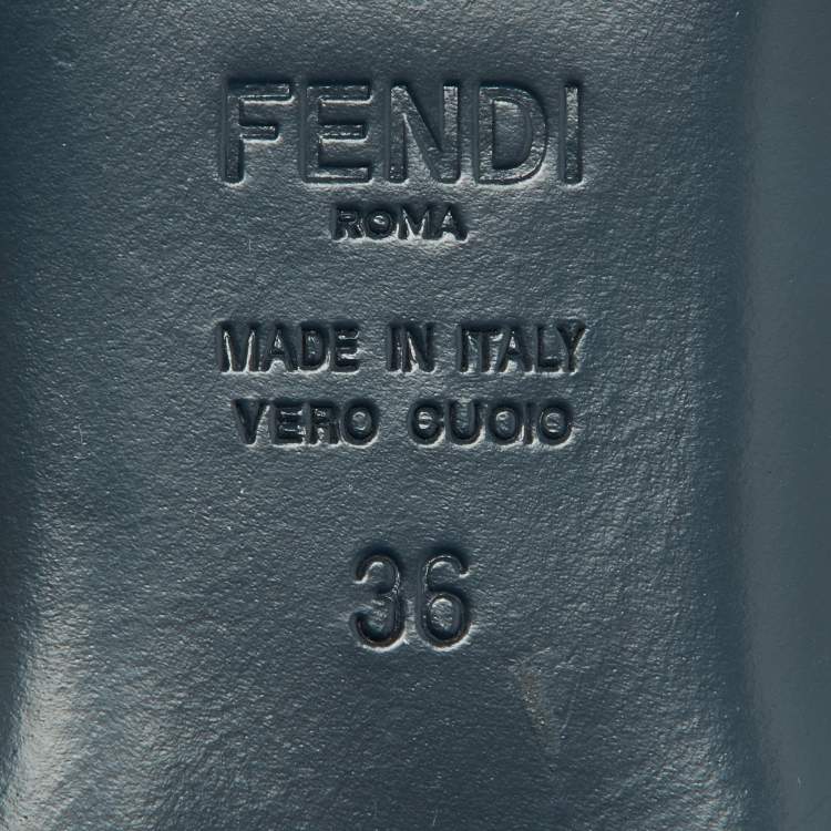 Pre Owned Fendi Multicolor Zucca Mesh and Leather Colibri Slingback Flats Size 36