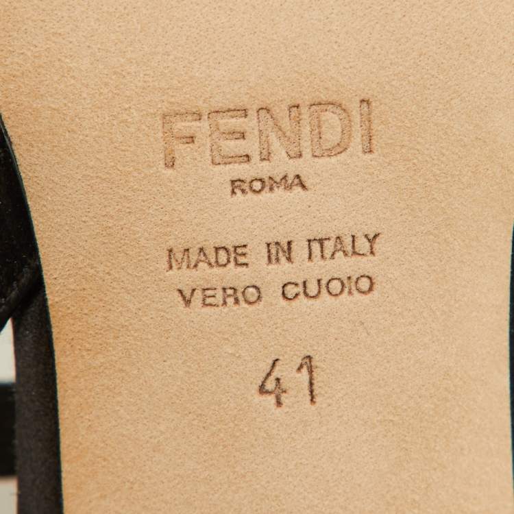 Pre Owned Fendi Black Mesh and Velvet Colibri Slingback Pumps Size 41