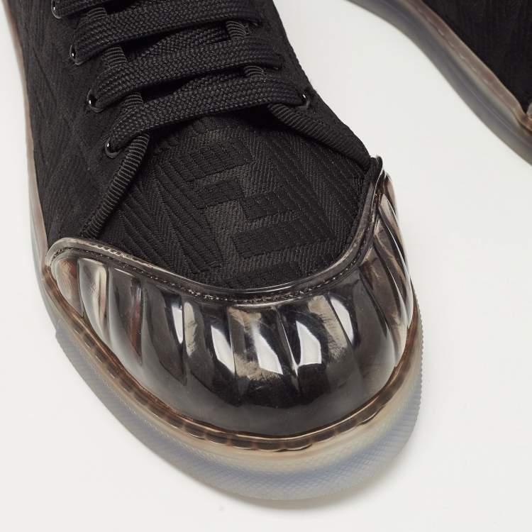 Pre Owned Fendi Black Canvas And PVC FF Logo Low-Top Sneakers Size 41