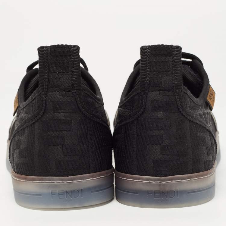 Pre Owned Fendi Black Canvas And PVC FF Logo Low-Top Sneakers Size 41