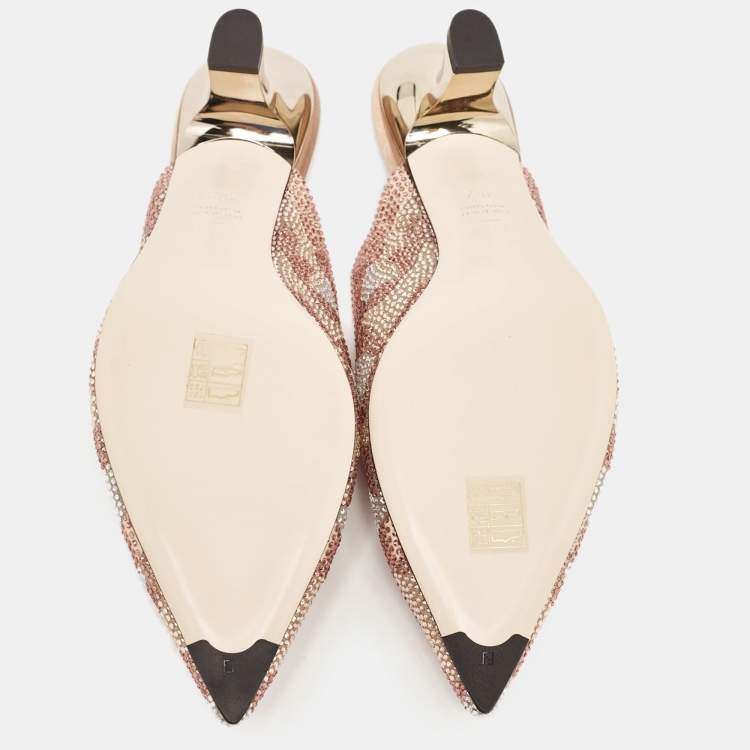 Pre Owned Fendi Multicolor Satin Embellished Mules Size 40.5   