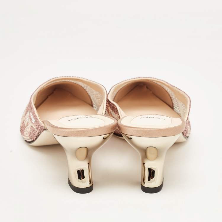 Pre Owned Fendi Multicolor Satin Embellished Mules Size 40.5   