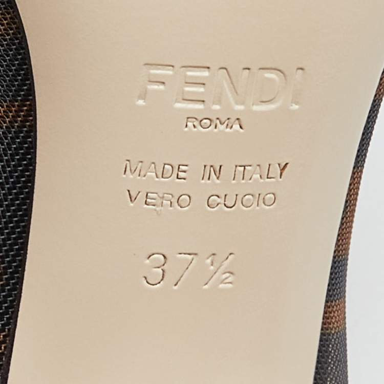 Pre Owned Fendi Brown/Black Mesh and Leather  Colibri Pumps Size 37.5