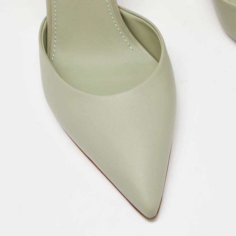 Pre Owned Fendi Green Leather Fendi First Slide Sandals Size 40