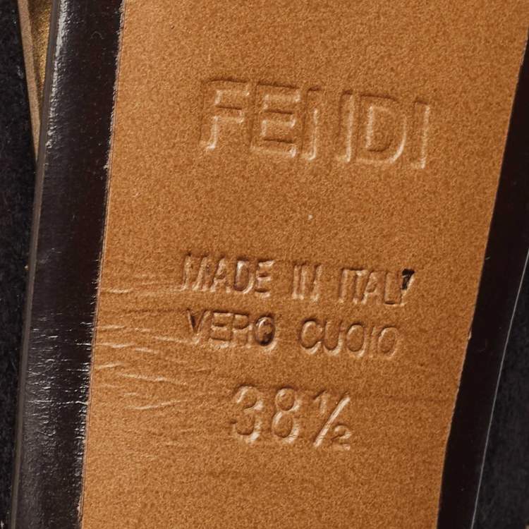 Pre Owned Fendi Black Suede Peep Toe Pumps Size 38.5
