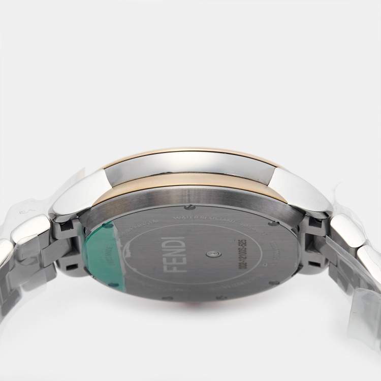 Pre Owned Fendi Mother of Pearl Diamond Spinel Topaz Two-Tone Stainless Steel IShine F121224500D2T01 Women's Wristwatch 33.50 mm
