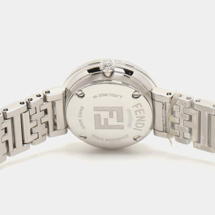 Pre Owned Fendi Brown Stainless Steel Diamond Forever Fendi F103111101 Women's Wristwatch 19 mm