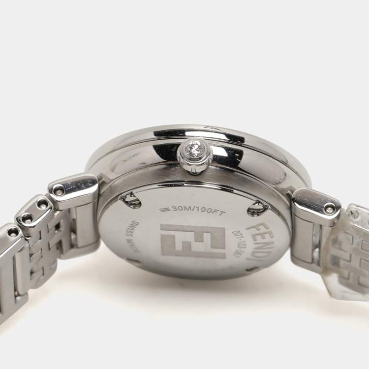 Pre Owned Fendi Brown Stainless Steel Diamond Forever Fendi F103111101 Women's Wristwatch 19 mm