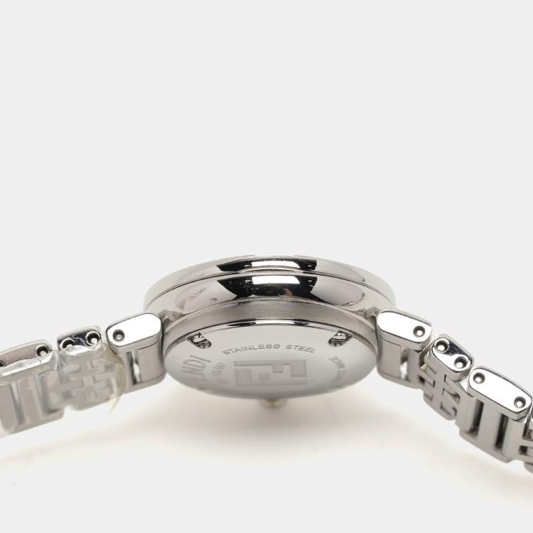 Pre Owned Fendi Brown Stainless Steel Diamond Forever Fendi F103111101 Women's Wristwatch 19 mm
