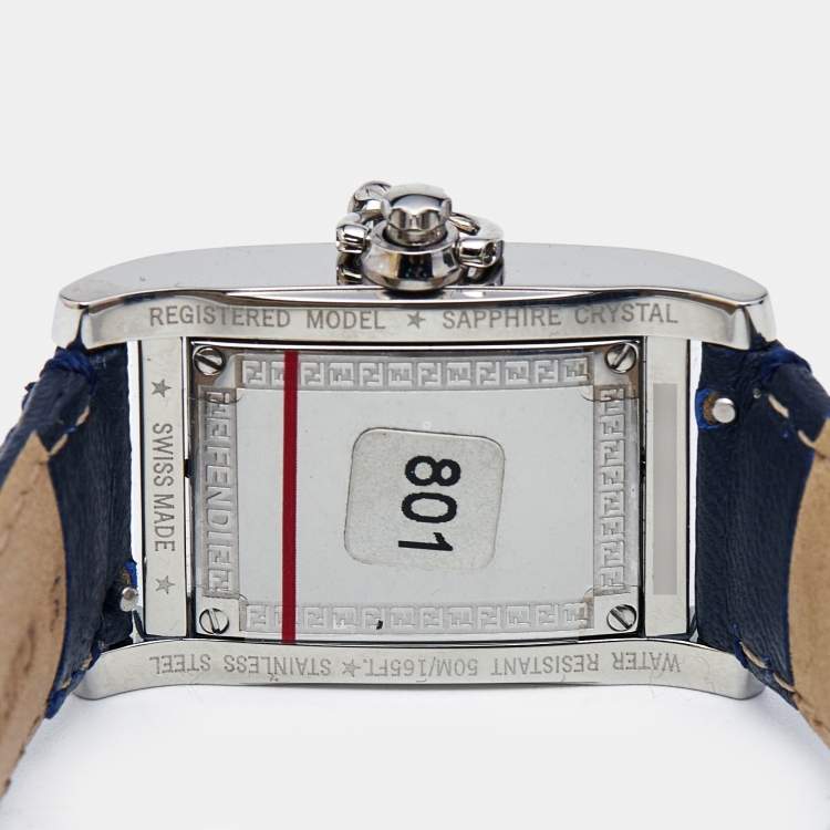 Pre Owned Fendi Mother of Pearl Stainless Steel Leather 7100L Women's Wristwatch 21 mm