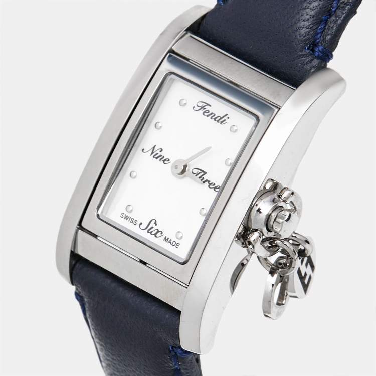 Pre Owned Fendi Mother of Pearl Stainless Steel Leather 7100L Women's Wristwatch 21 mm