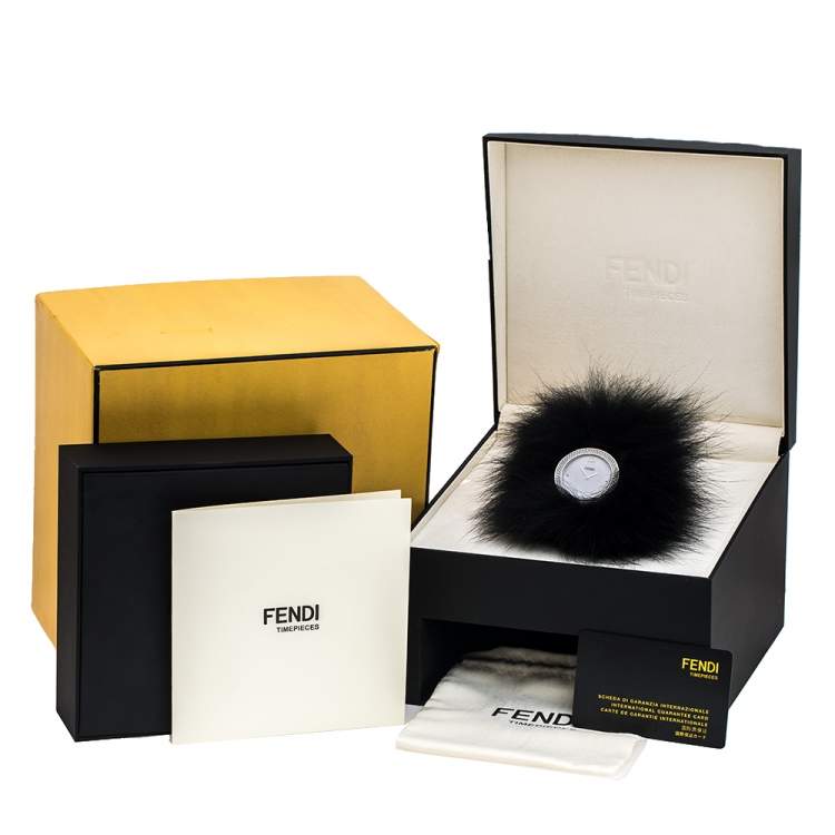 Pre Owned Fendi White Stainless Steel My Way Fur Glamy 35000M Women's Wristwatch 36 mm