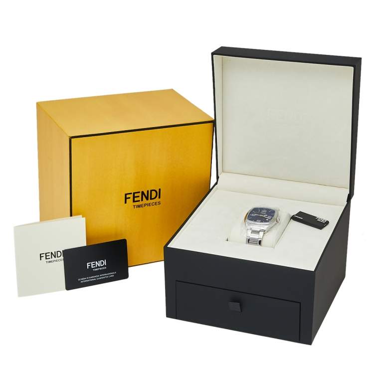 Pre Owned Fendi Blue Stainless Steel Momento 22000L Women's Wristwatch 39 mm