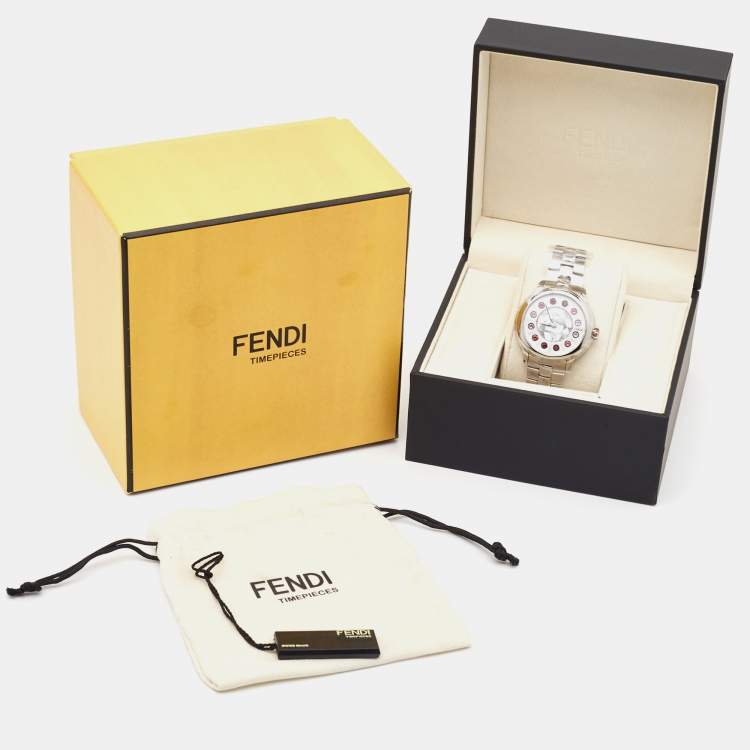 Pre Owned Fendi Mother Of Pearl Stainless Steel IShine 12100M Women's Wristwatch 38 mm