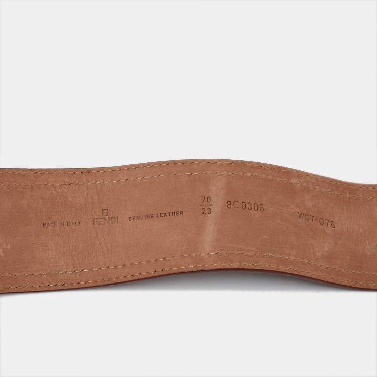 Pre Owned Fendi Brown Patent Leather B Waist Wide Belt 70CM