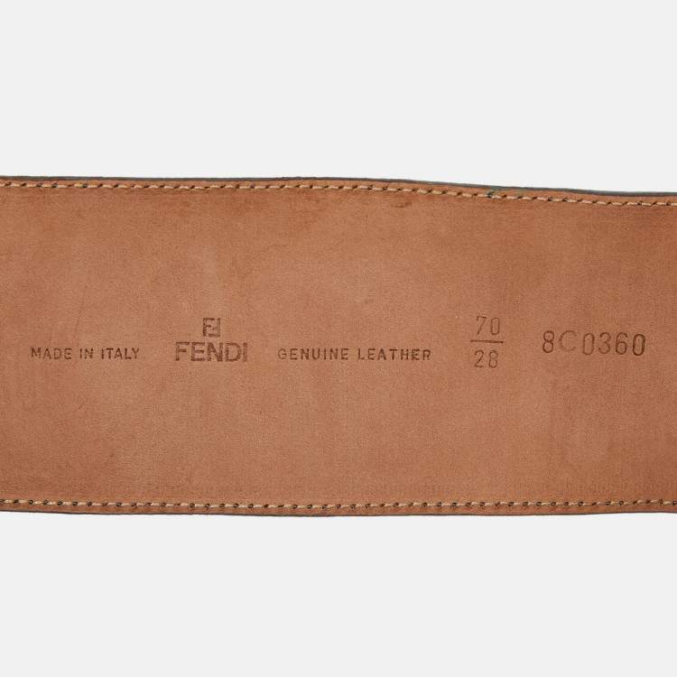 Pre Owned Fendi Grey Leather Wide Waist Belt 70CM