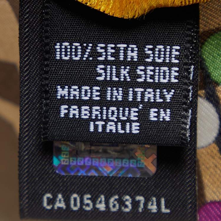 Pre Owned Fendi Brown Zucca Polka Dot Print Silk Scarf