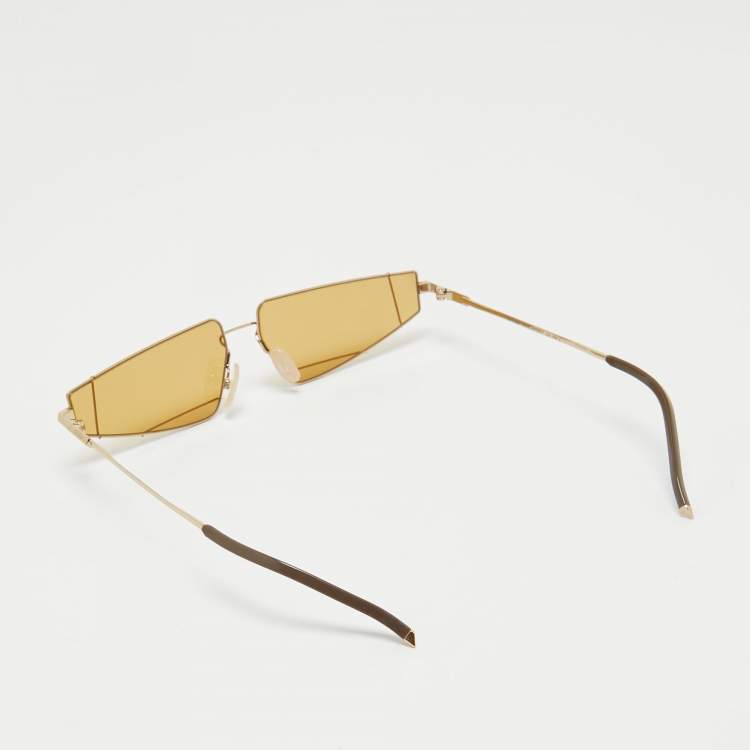 Pre Owned Fendi Yellow FFM0054/S Geometric Sunglasses