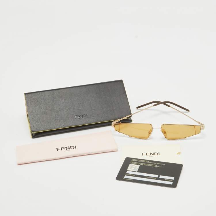 Pre Owned Fendi Yellow FFM0054/S Geometric Sunglasses