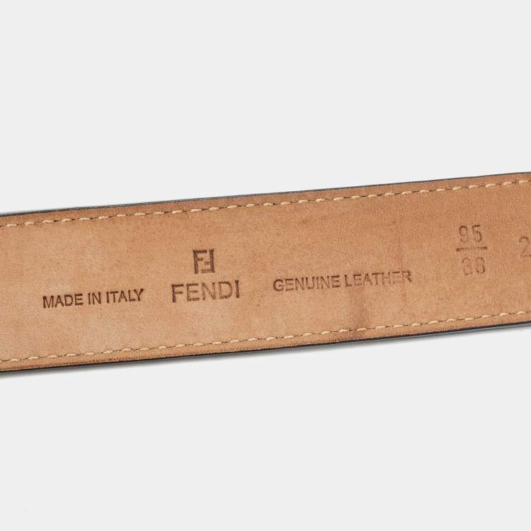 Pre Owned Fendi Black Leather FF Buckle Belt 95CM