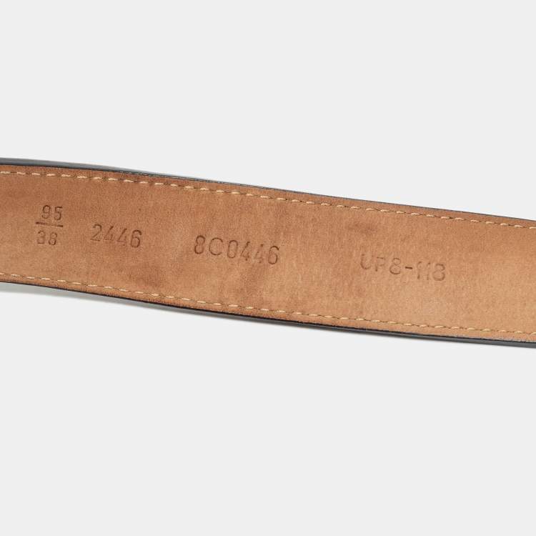 Pre Owned Fendi Black Leather FF Buckle Belt 95CM