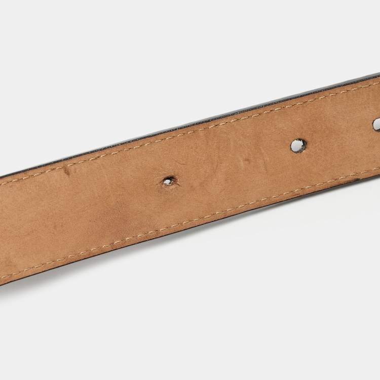 Pre Owned Fendi Black Leather FF Buckle Belt 95CM