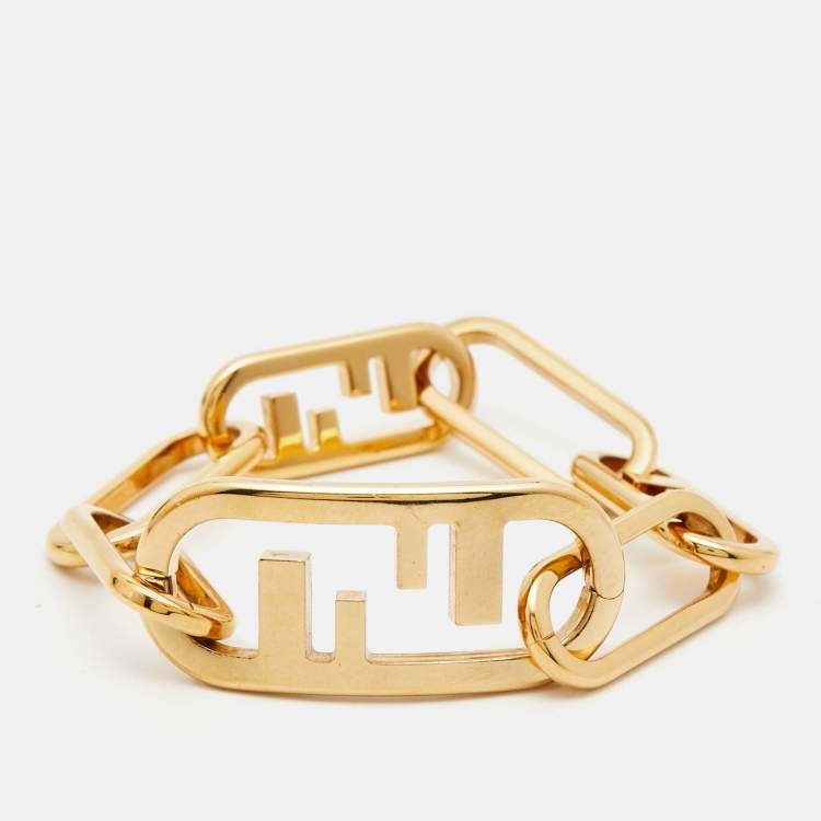 Pre Owned Fendi O'Clock Gold Tone Bracelet S