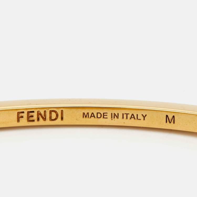 Pre Owned Fendi O'Clock Faux Pearl Gold Tone Bracelet M