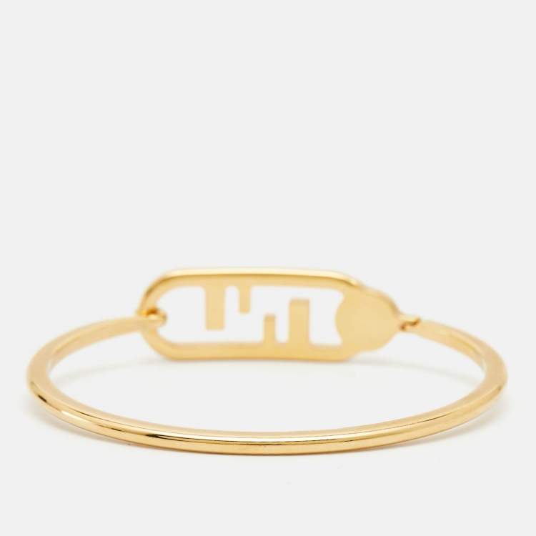 Pre Owned Fendi O'Clock Faux Pearl Gold Tone Bracelet M