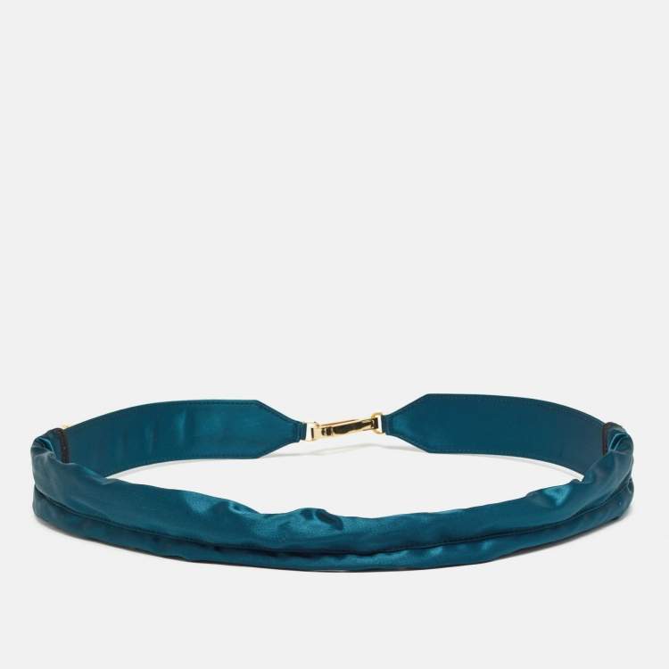 Pre Owned Fendi Teal Blue Satin Shoulder Strap