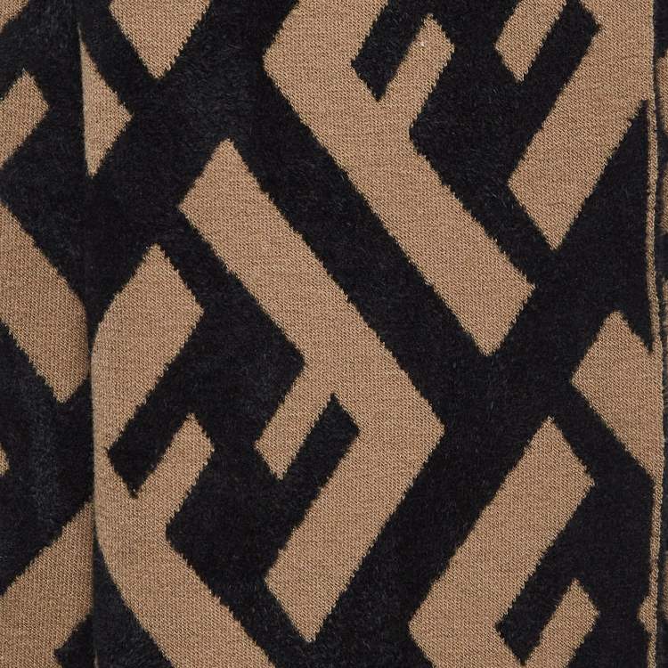 Pre Owned Fendi Brown Zucca Knit Wool Blend Shawl 