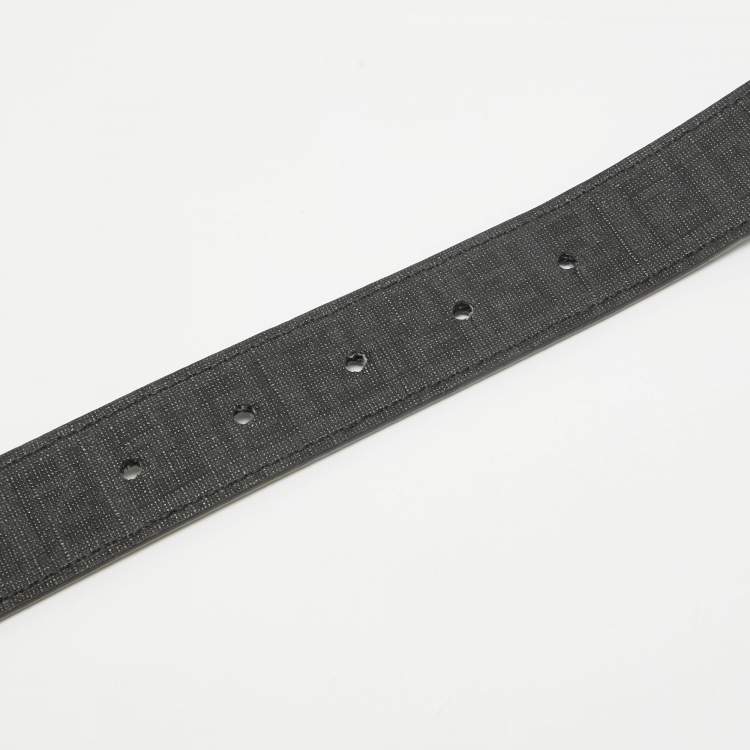 Pre Owned Fendi Tobacco/Black Zucchino Coated Canvas FF Buckle Reversible Cut to Size Belt