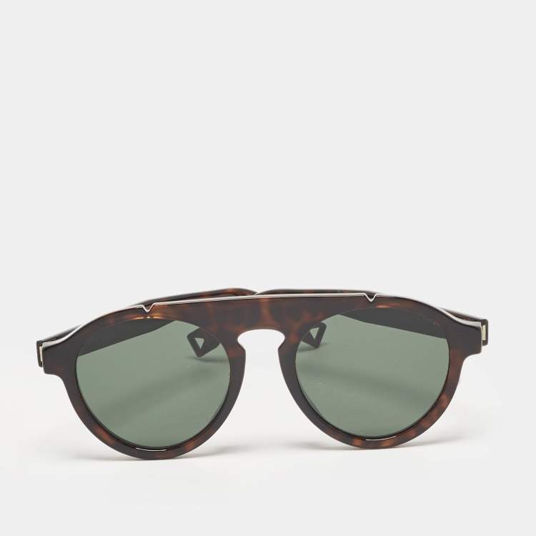 Pre Owned Fendi Dark Brown Tortoise FF M0013/S Round Sunglasses