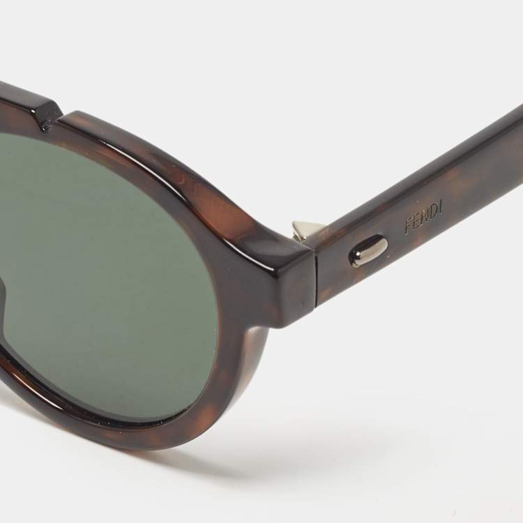 Pre Owned Fendi Dark Brown Tortoise FF M0013/S Round Sunglasses