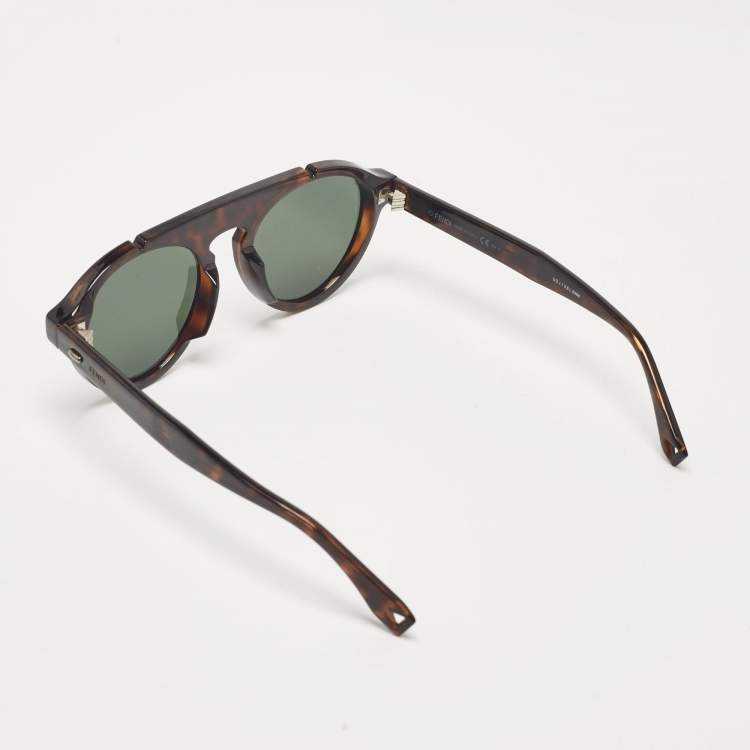 Pre Owned Fendi Dark Brown Tortoise FF M0013/S Round Sunglasses