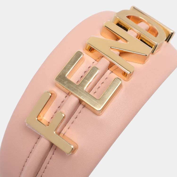 Pre Owned Fendi Beige Leather Graphy Headband
