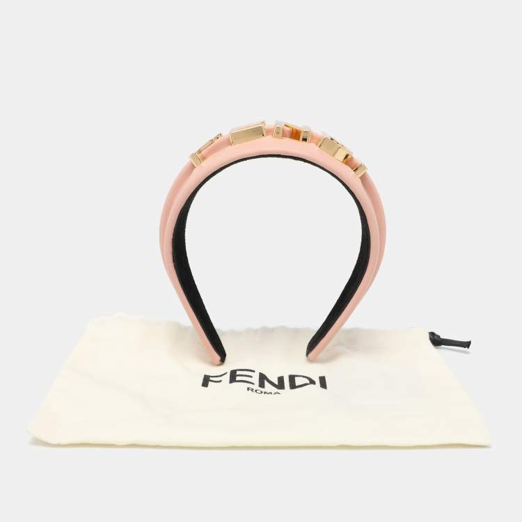 Pre Owned Fendi Beige Leather Graphy Headband