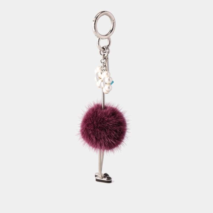 Fendi Purple Mink Fur Pearl Chick Pom Pom Bag Charm Fendi TLC