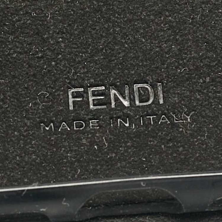 Pre Owned Fendi Black/Tobacco Leather and Zucca Coated Canvas iPhone X Cover with Chain Strap
