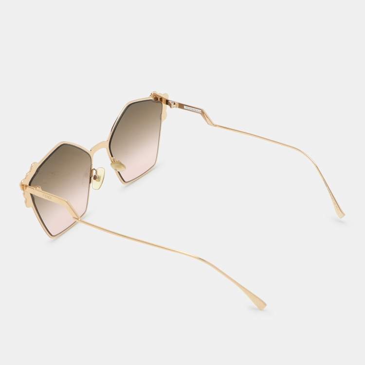 Pre Owned Fendi Brown/Pink Gradient FF 0261/S Spike Can Eye Geometric Sunglasses
