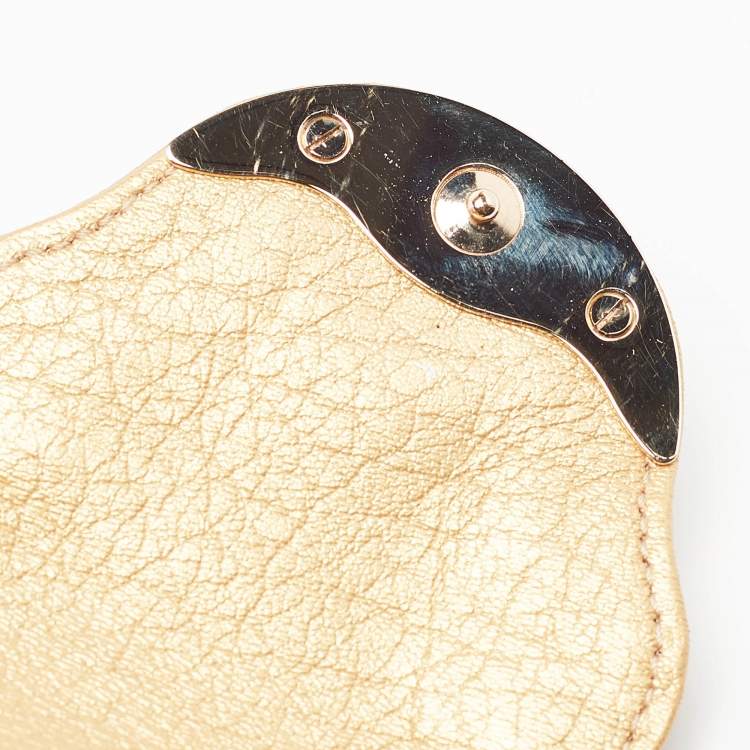 Pre Owned Fendi Gold Textured Leather Agenda Flap Cover