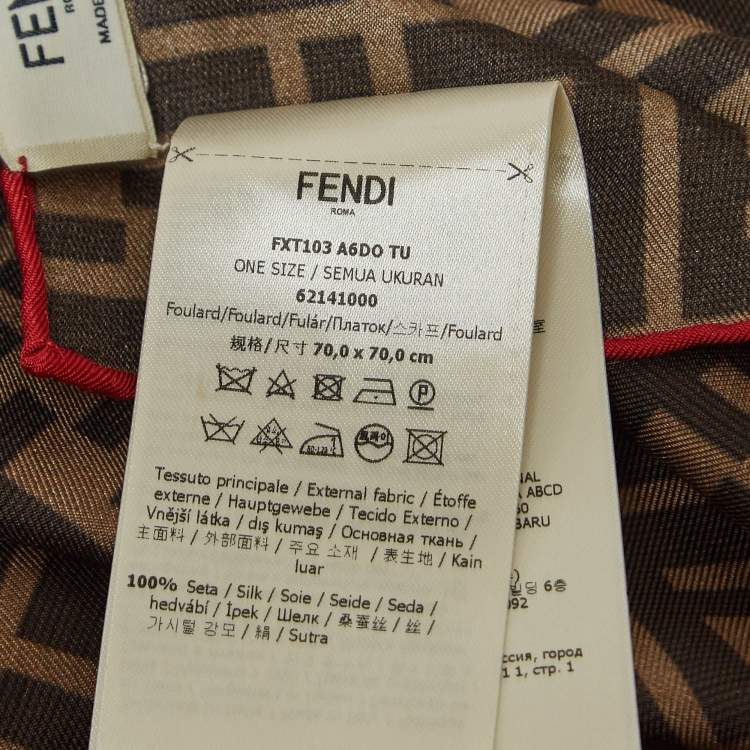 Pre Owned Fendi Brown Zucca Print Silk Fendirama Foulard Scarf