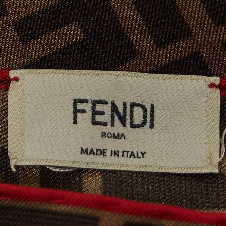 Pre Owned Fendi Brown Zucca Print Silk Fendirama Foulard Scarf