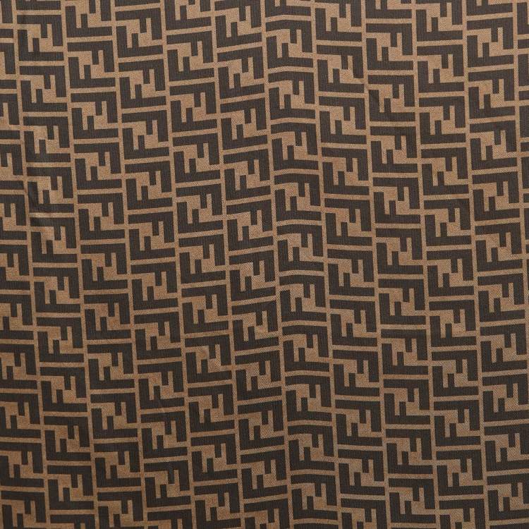 Pre Owned Fendi Brown Zucca Print Silk Fendirama Foulard Scarf