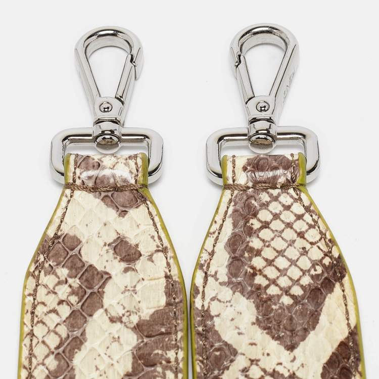 Pre Owned Fendi Beige/Orange Python and Leather Strap You Shoulder Bag Strap