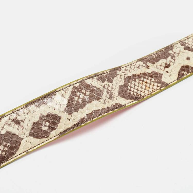 Pre Owned Fendi Beige/Orange Python and Leather Strap You Shoulder Bag Strap